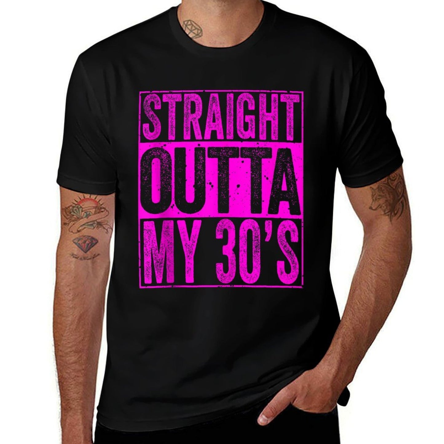 Straight Outta My 30's 40th Birthday Men Women  Stretchy T-Shirt