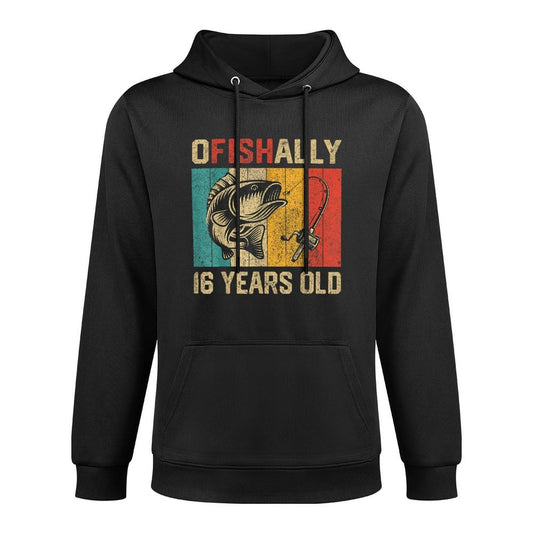 Ofishally 16 Years Old Funny Fishing Birthday Fisherman Colorfast Hoodie