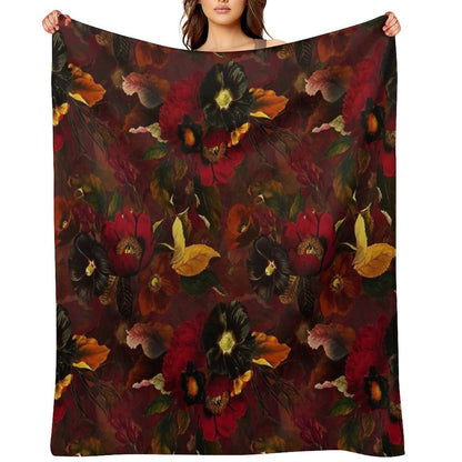 Red Mystical Botanical Night Garden Nightgarden Quick-dry Throw Blanket