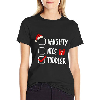 Kids Christmas Costume NAUGHTY NICE TODDLER Funny Christmas  Slim-fit Cut T-Shirt
