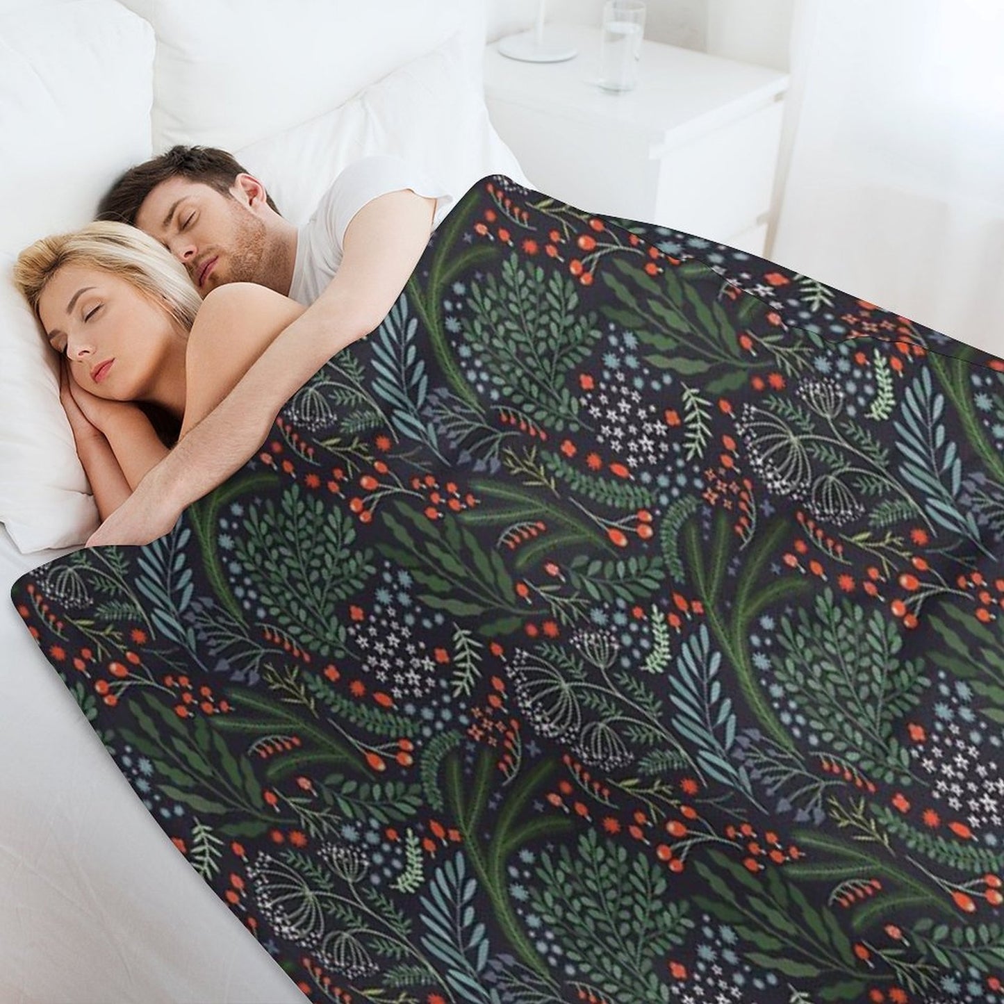 Night Florals Multi-functional Throw Blanket