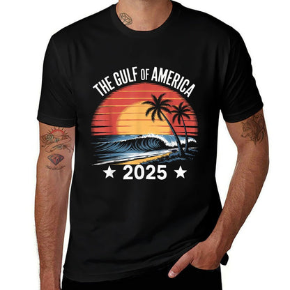 Vintage Retro Gulf Of US America Sunset Flag Soft T-Shirt