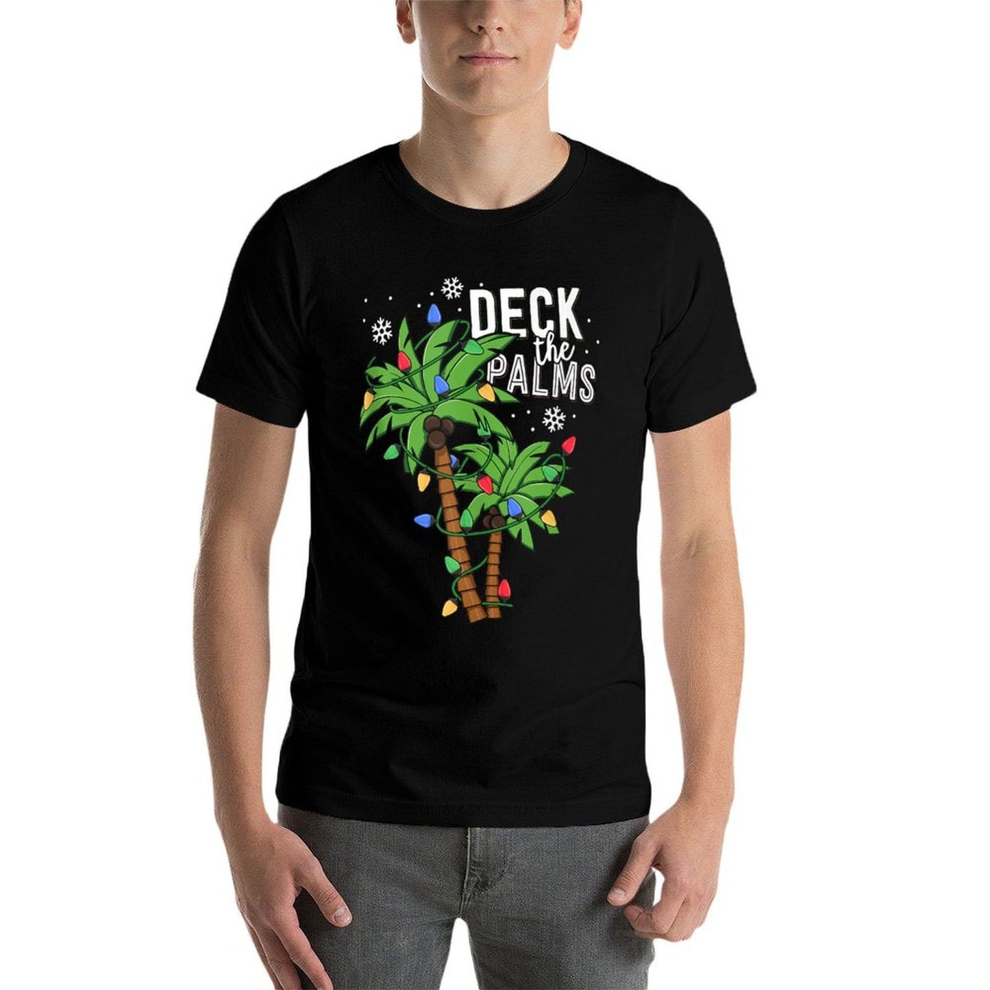 Deck The Palms Tropical Hawaii Christmas Palm Tree Lights  Moisture-wicking T-Shirt