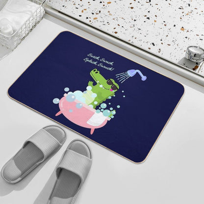 Crocodile in Bath Tub Swish Swash Splash Swoosh Durable Bath Mat
