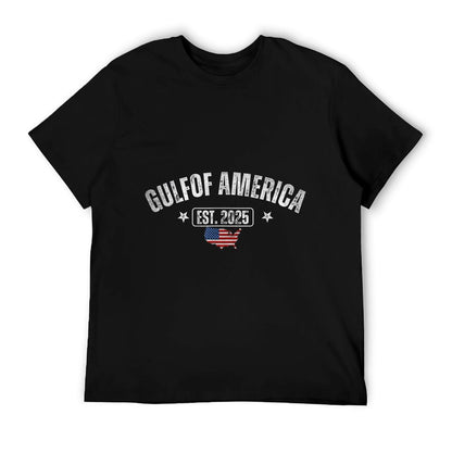 Gulf Of US America Est 2025 Vintage USA American Flag Men Wrinkle-resistant T-Shirt