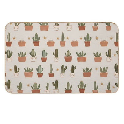 Cute Cactus Pattern – Terracotta Potted Plant Illustration  Anti-Trip Bath Mat