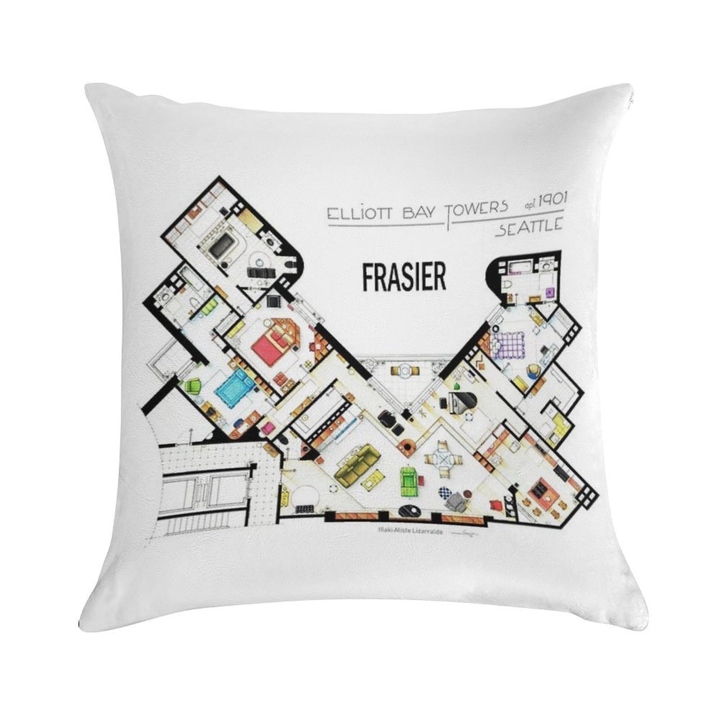 Frasier Apartment Floorplan Soft Anti-Pilling Throw Pillow