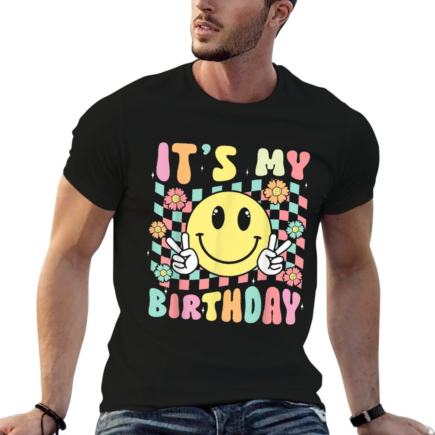Groovy It's My Birthday Retro Smile Face Bday Party Hippie  Classic T-Shirt