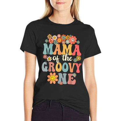 Retro Mama of Groovy One Matching Family 1st Birthday Party  Slim-fit Cut T-Shirt