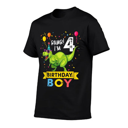 Kids 4 Year Old 4th Birthday Boy T Rex Dinosaur T  Heathered Texture T-Shirt