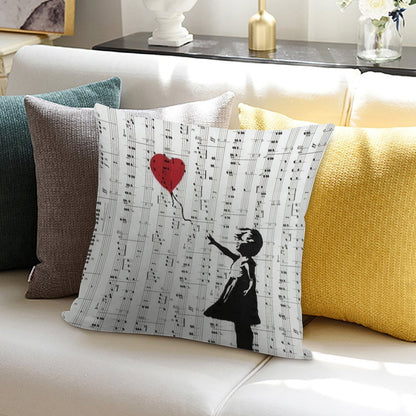 Girl With A Red Balloon by Banksy, Contemporary Street Art Soft Skin-Friendly Throw Pillow
