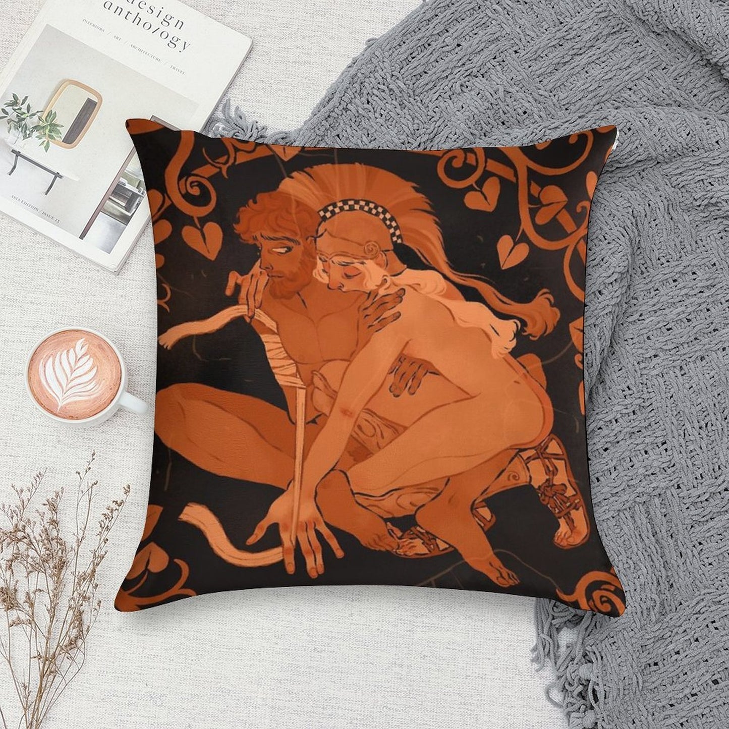 Achilles And Patroclus Soft Short Plush Fabric Throw Pillow