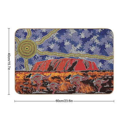 Authentic Aboriginal Art - Uluru Sky  Non-Slip Bath Mat