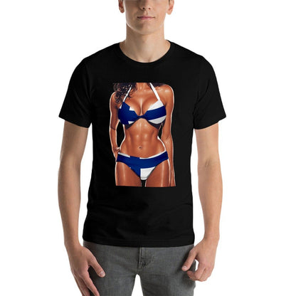 Finnish Women Bikini Outfit Heritage Finland  Rolled Sleeves T-Shirt