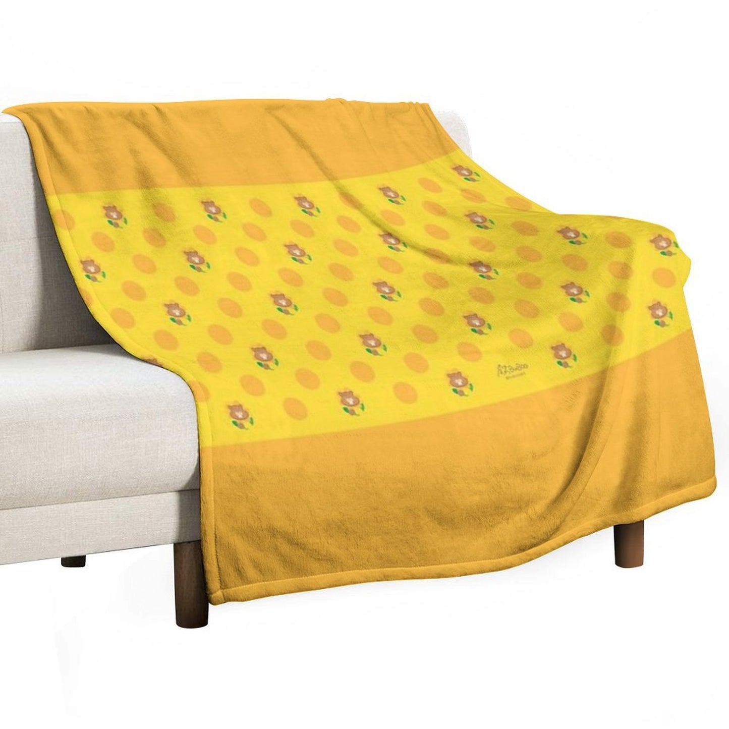 Sunflower Yellow Colorful Print – Cute Cartoon Beaver Taffy Floral Design Multi-functional Throw Blanket