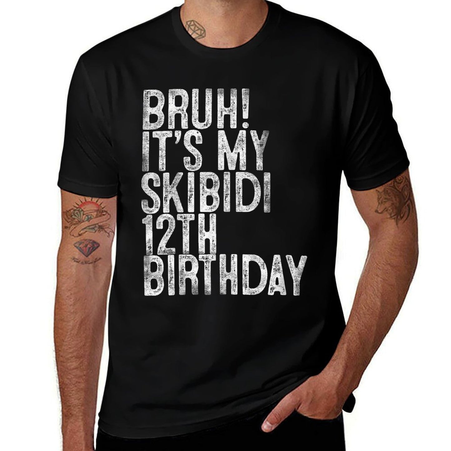 Bruh It's My Skibidi 12th Birthday Gifts 12 Years Old Boys  Heathered Texture T-Shirt