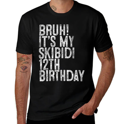 Bruh It's My Skibidi 12th Birthday Gifts 12 Years Old Boys  Heathered Texture T-Shirt