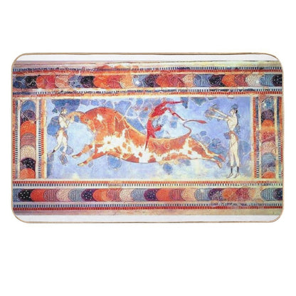 Minoan Bull Leaping Fresco  Repositionable Bath Mat