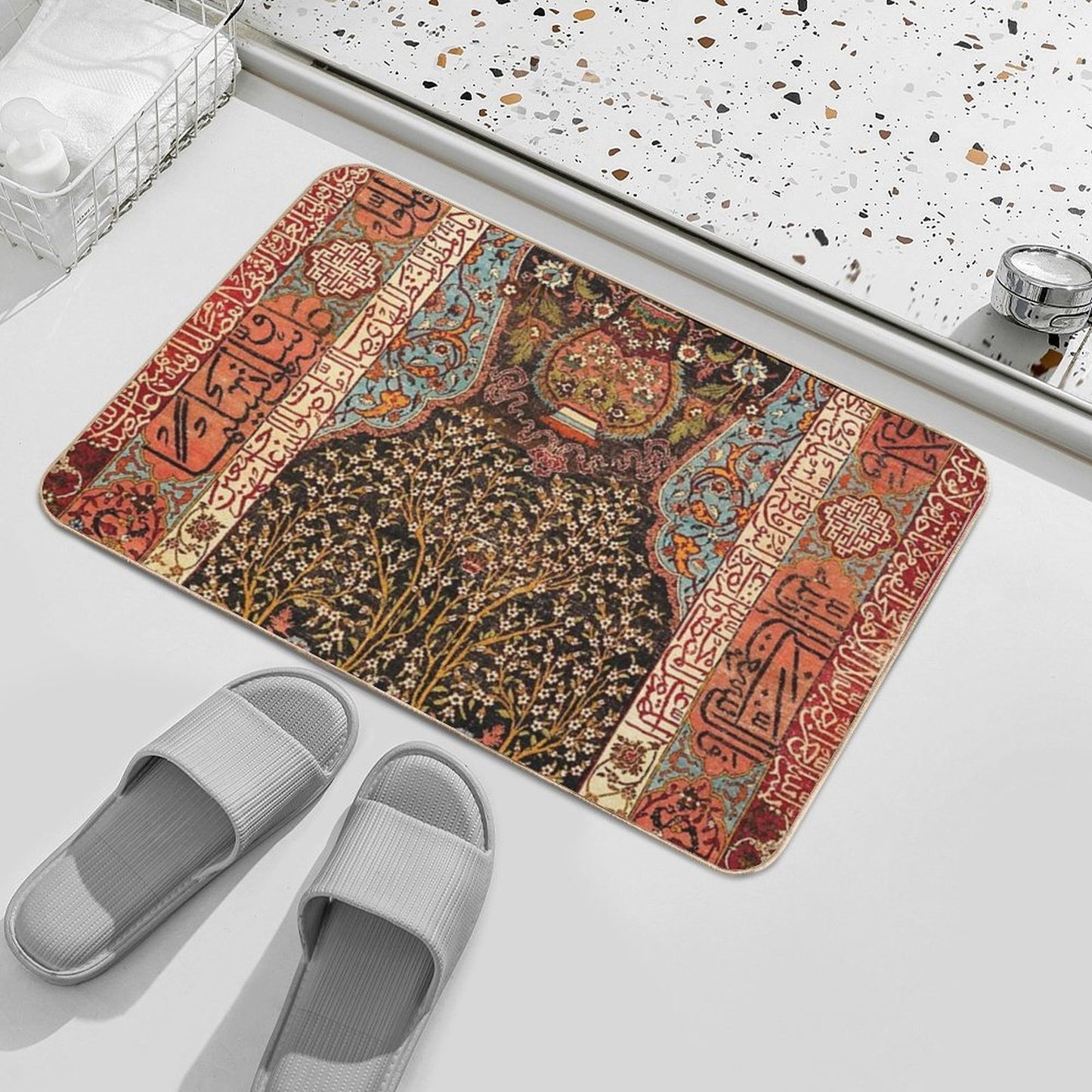 Safavid Kashan Or Isphahan Persian Rug Print Durable Bath Mat