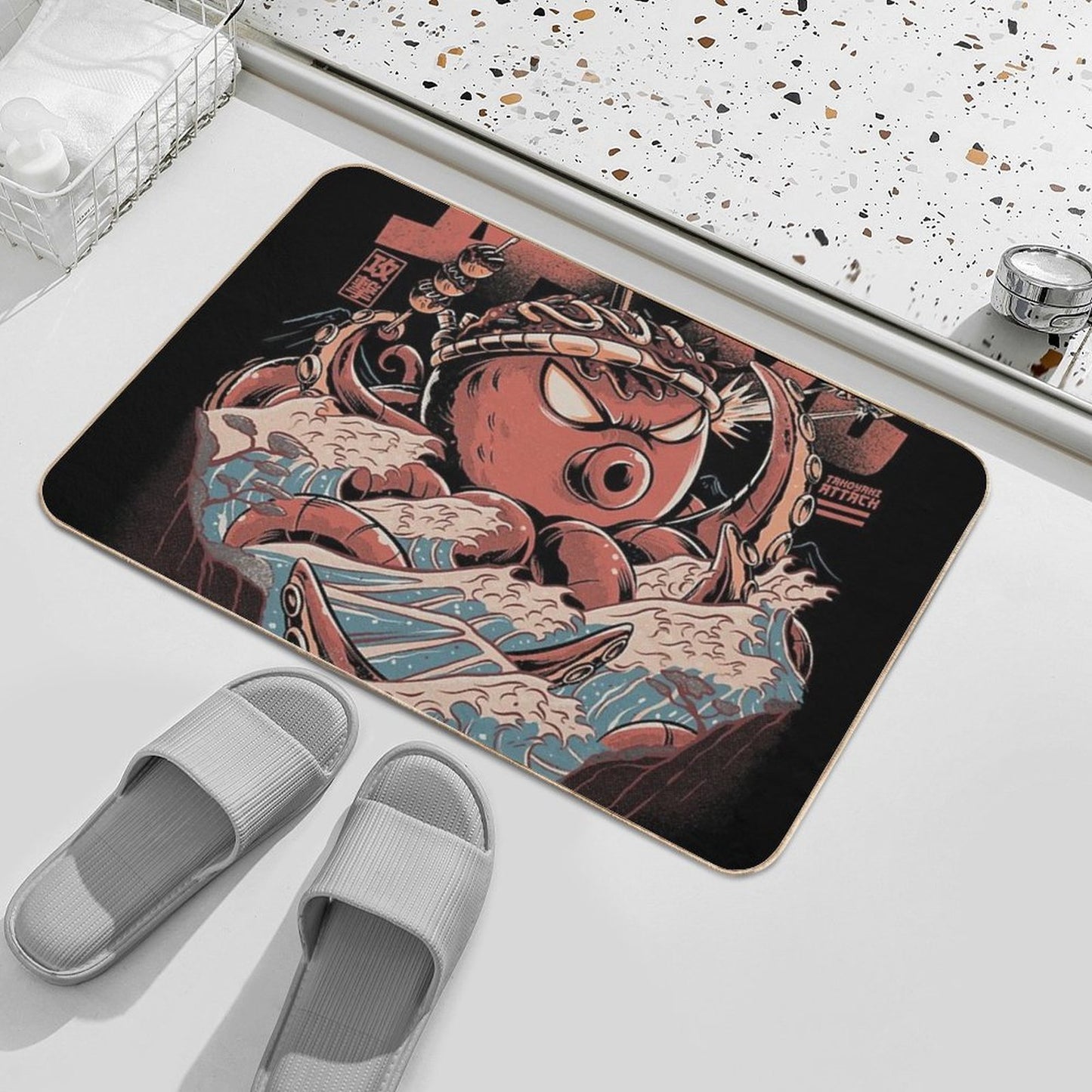 Takoyaki Attack Black Version  Stain-Proof Bath Mat