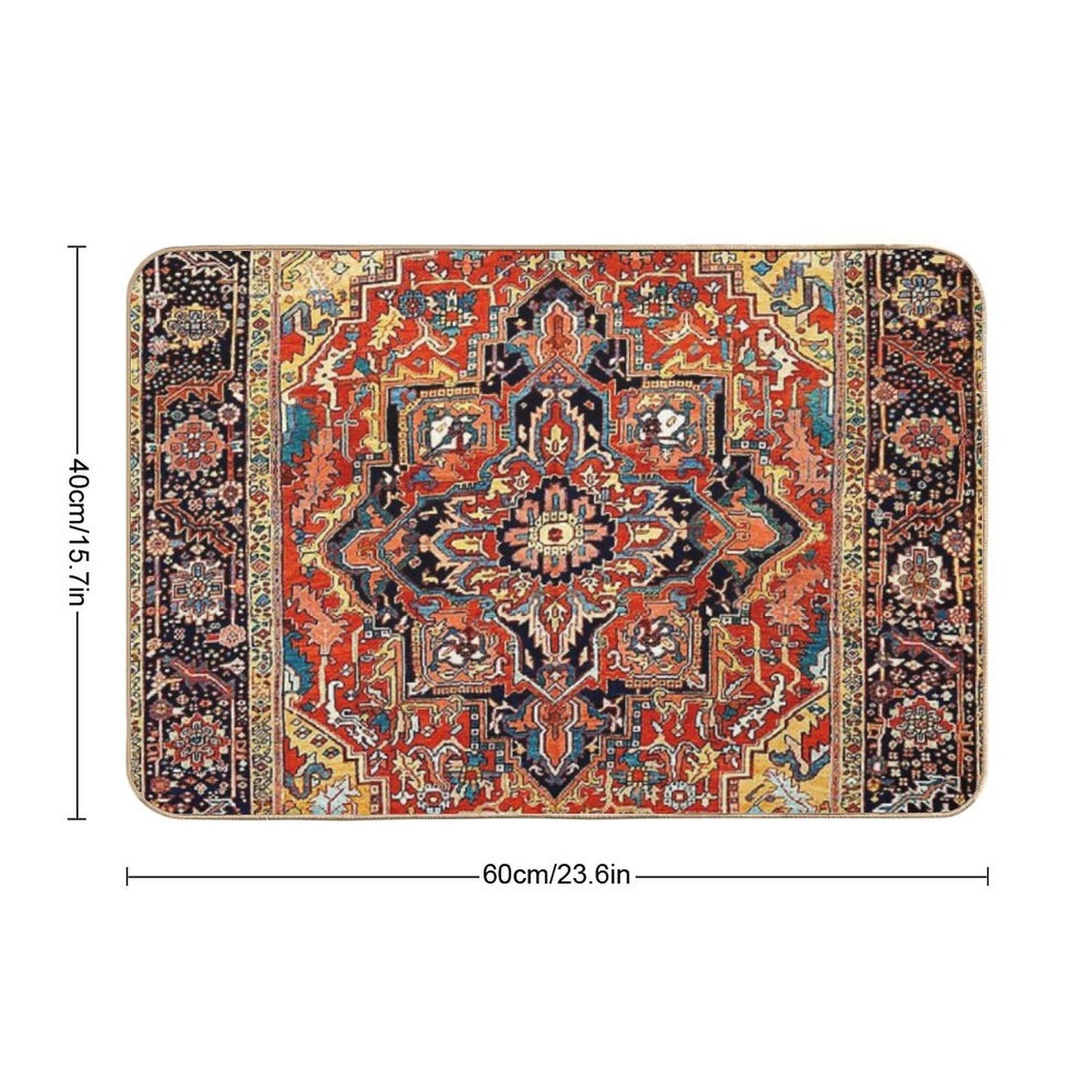Heriz Persian Carpet Print  Dirt-Trapping Bath Mat