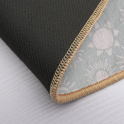 Magical Sun Bohemian Dreamy Aesthetic In Muted Colors Grayish Blue  Stain-Proof Bath Mat