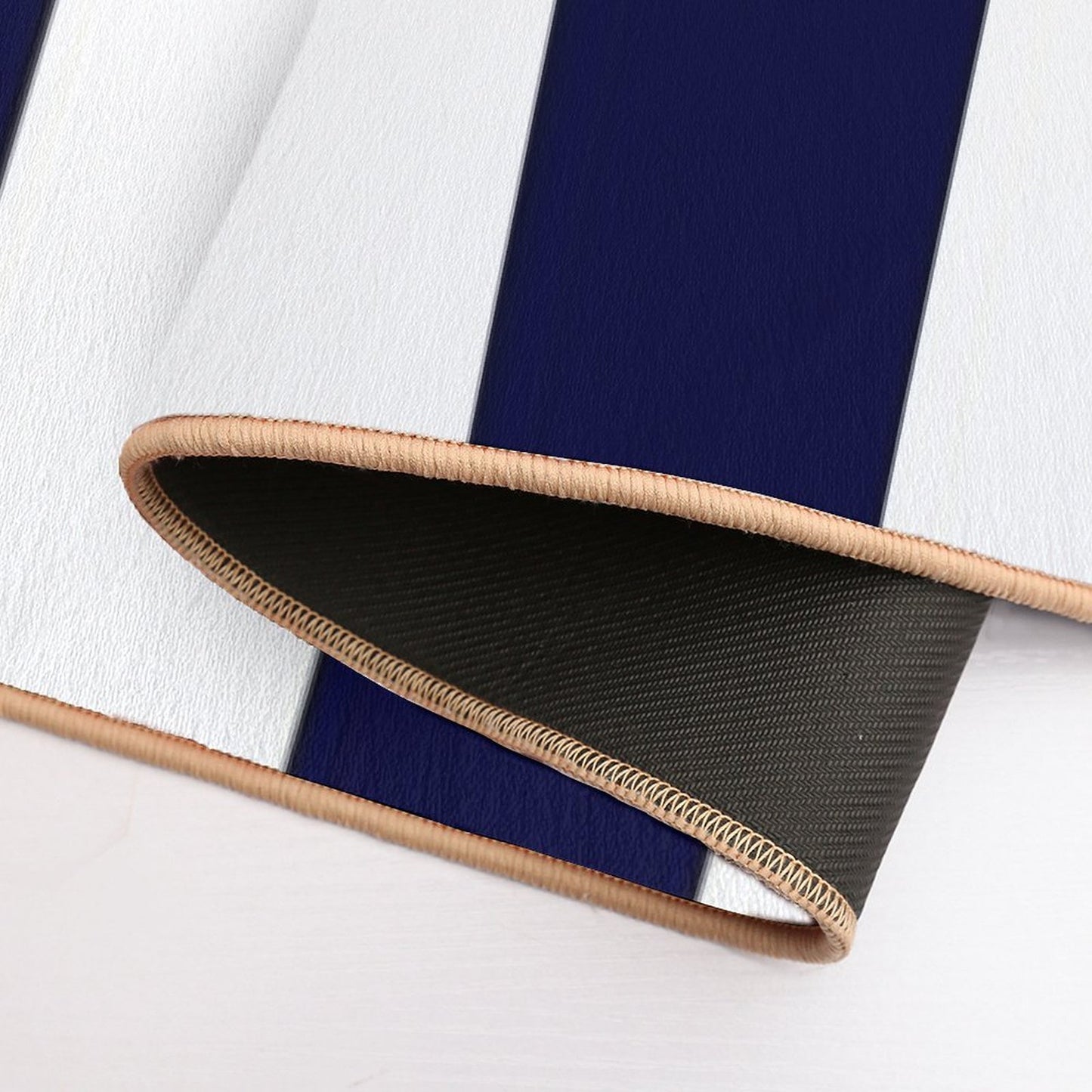 Classic Navy Blue And White Stripes  Anti-Trip Bath Mat