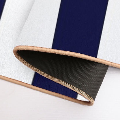 Classic Navy Blue And White Stripes  Anti-Trip Bath Mat