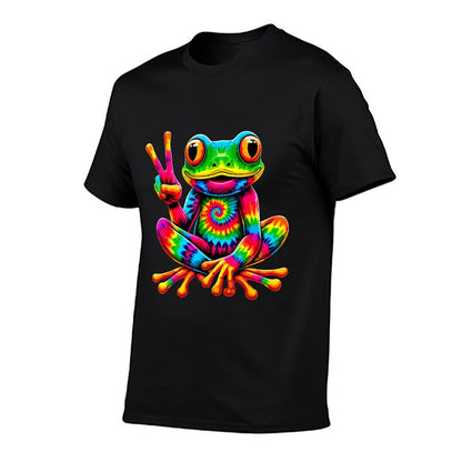 Tie-Dye Frog Peace Sign Hippie Odor-resistant T-Shirt