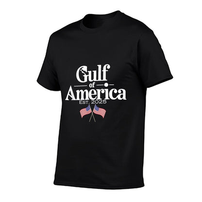 Gulf of United States of America Est 2025 USA American Flag Rolled Sleeves T-Shirt