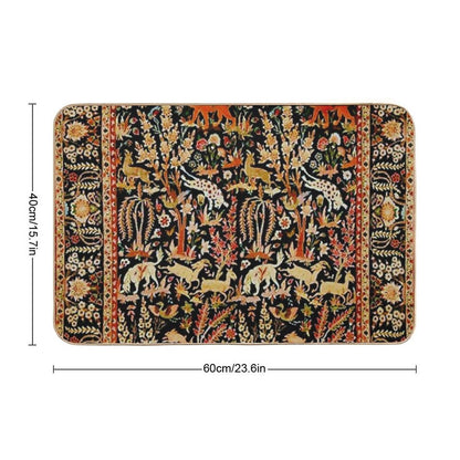 Antique Floral Persian Carpet with Animals Print  Eco-Friendly Bath Mat