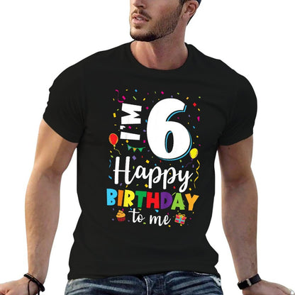 Kids 6th Birthday Happy Birthday 6yr Boys Girls 6 Years Old  Slim-fit Cut T-Shirt
