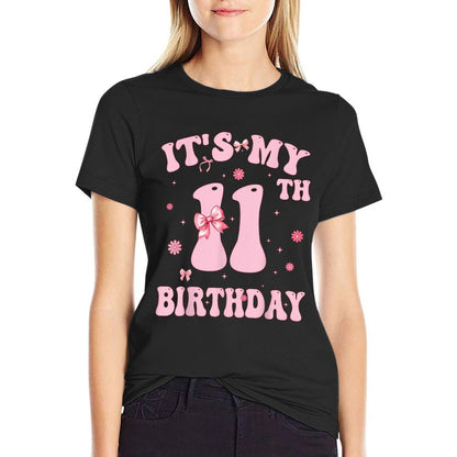 Kids In My 11th Birthday Era Girl 11 Year Old Coquette Bow  Vintage-inspired T-Shirt