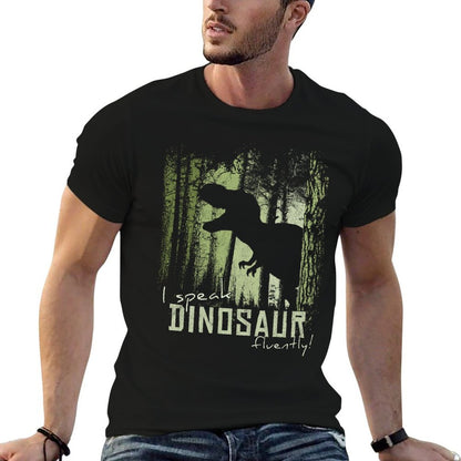 I Speak Dinosaur Fluently! T-Rex Shadow in Twilight Forest  Slim-fit Cut T-Shirt