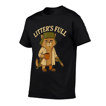 Litter’s Full Funny Cat Lovers Christmas Xmas Grumpy Humor  Stretchy T-Shirt