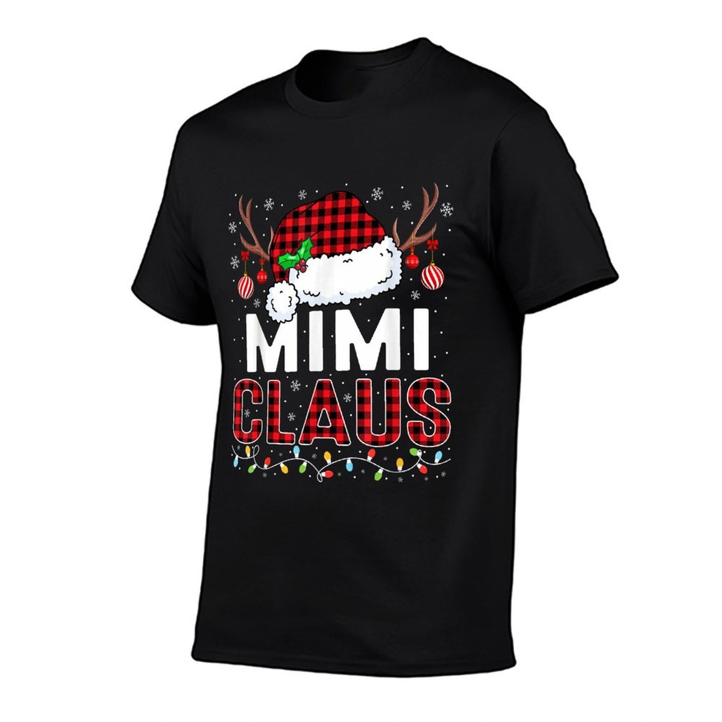 Christmas Lights Mimi Claus Family Matching Xmas Pajama  Summer-ready Fabric T-Shirt