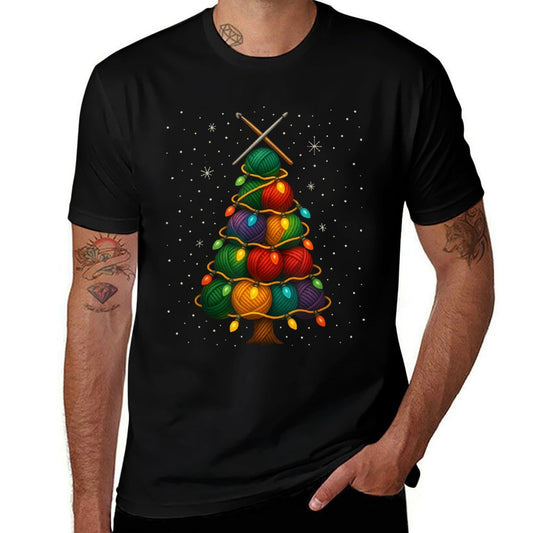 Yarn Christmas Tree Crochet Knitting Knitter Quilting  Graphic-printed T-Shirt