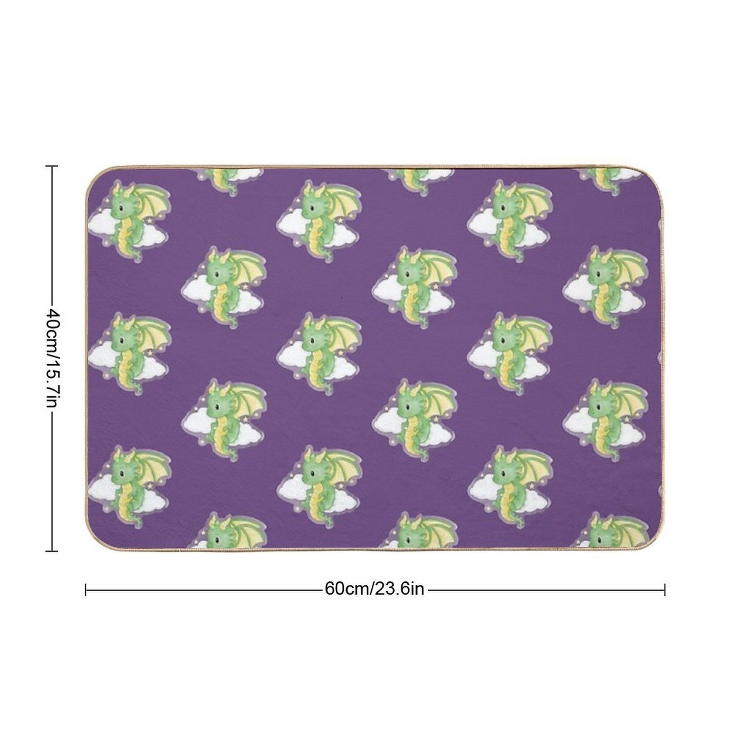 Cute Green Dragon Whimsical Fantasy Art  Eco-Friendly Bath Mat