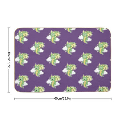 Cute Green Dragon Whimsical Fantasy Art  Eco-Friendly Bath Mat