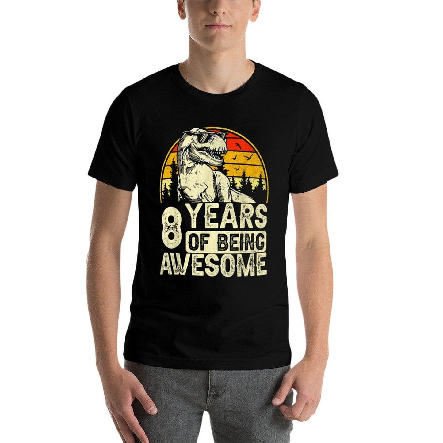 8th Birthdays For Boys 8yr 8 Year Old Dinosaur T-Rex  Lightweight T-Shirt