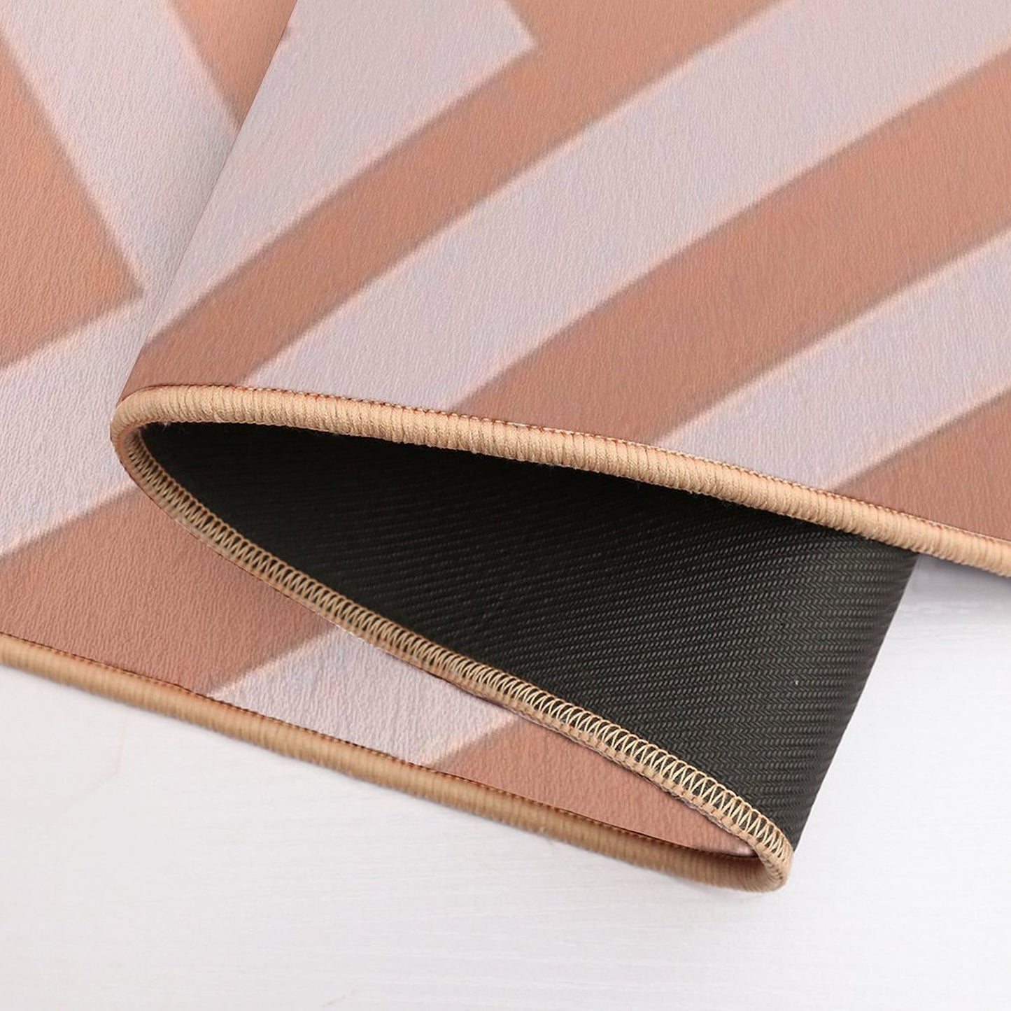 Pink And Copper Geometric Luxe  Long-Lasting Bath Mat