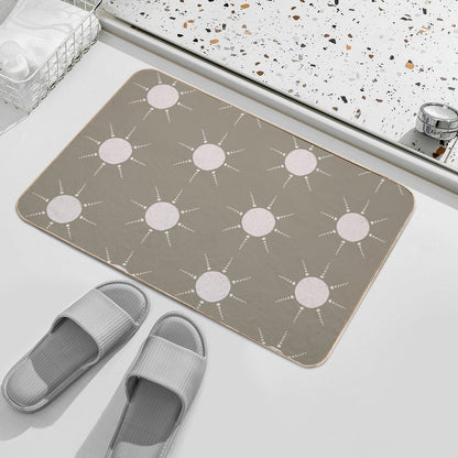 Pretty Polka Dots Sun Pattern Boho Aesthetic In Muted Colors Muted Green  Toxin-Free Bath Mat