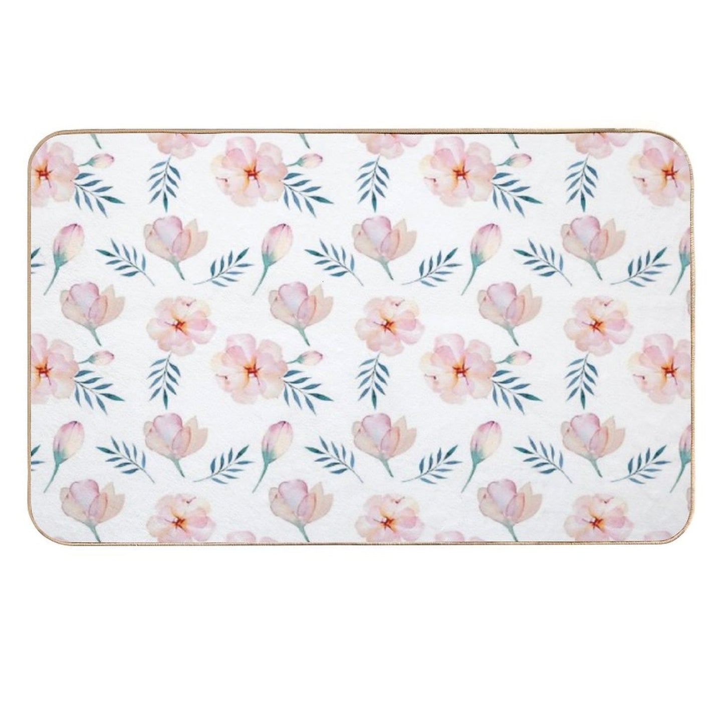 Romantic Pink Watercolor Floral Pattern  High-Traffic Bath Mat
