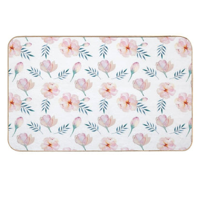 Romantic Pink Watercolor Floral Pattern  High-Traffic Bath Mat
