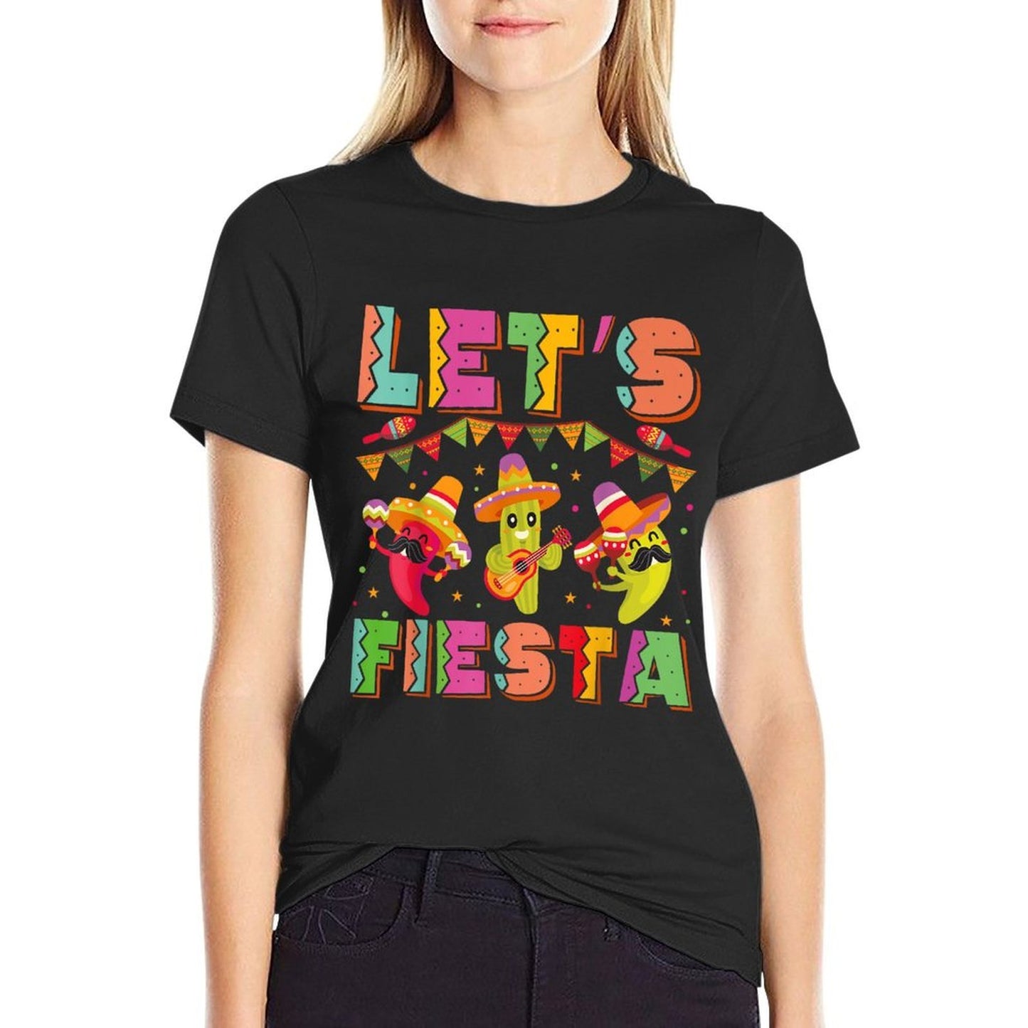 Let's Fiesta Mexico Fiesta Taco Guitar Cinco De Mayo  Trendy Pattern T-Shirt
