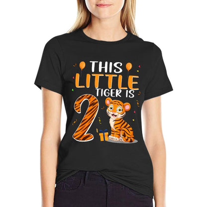 This Little Tiger Is 2 Birthday Party 2 Year Old  Easy-care T-Shirt