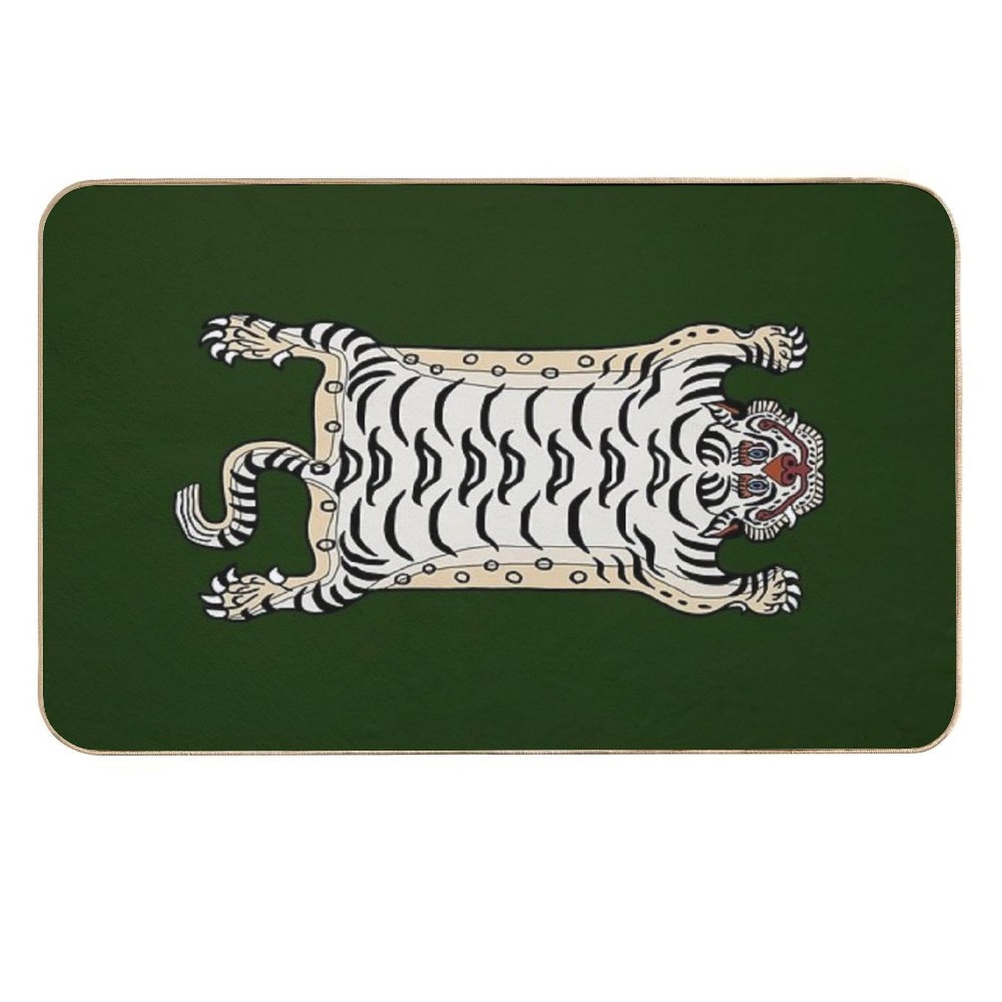TIBETAN TIGER RUG-white 3  Slip-Resistant Bath Mat