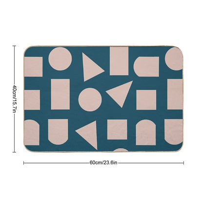Modern, Geometric Shapes Pattern  Repositionable Bath Mat