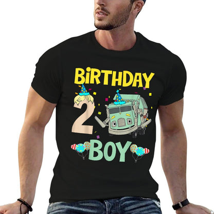 Garbage Truck 2nd Birthday Boy Recycling Trash Family Gifts  Rolled Sleeves T-Shirt