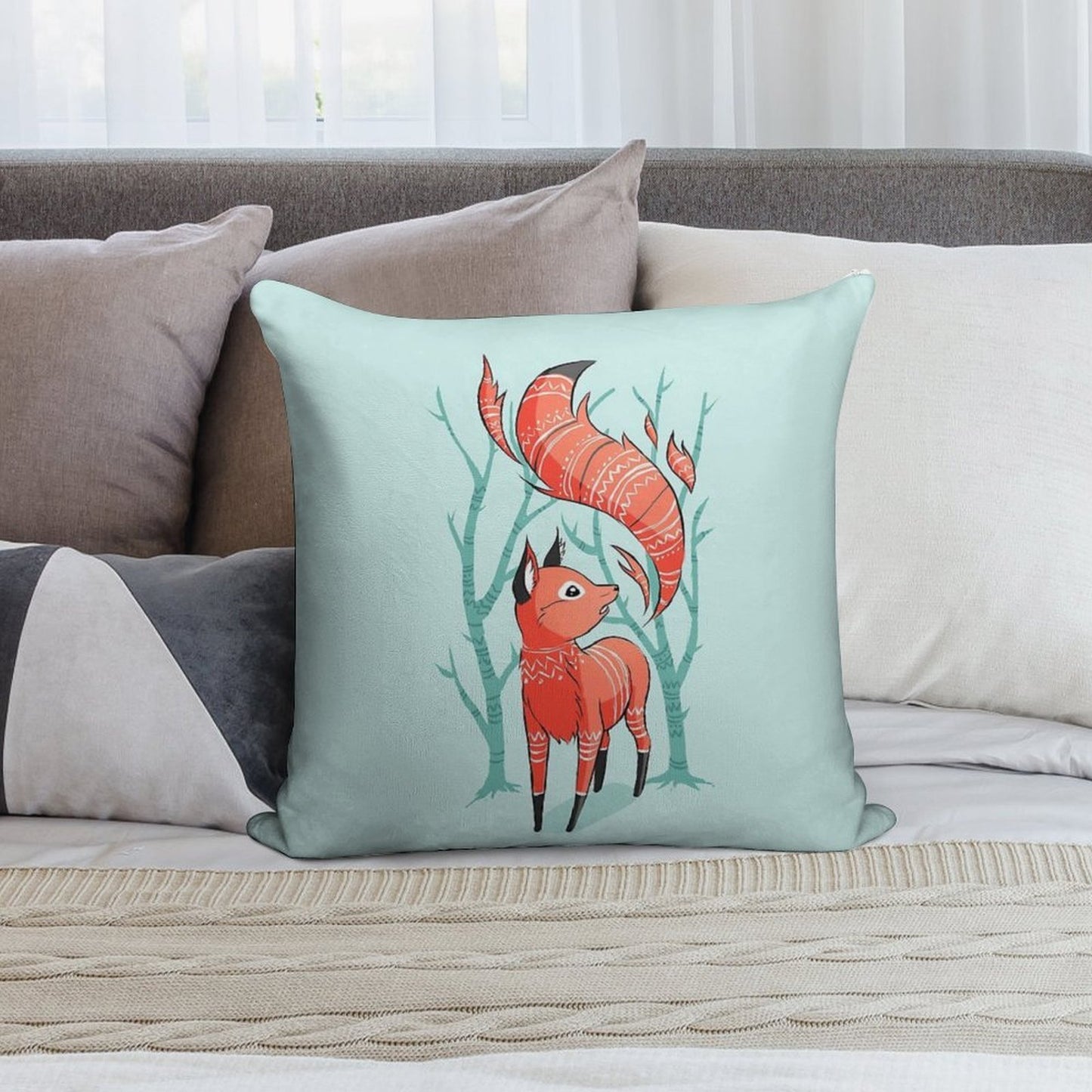 Winter Fox Soft Durable Construction Throw Pillow